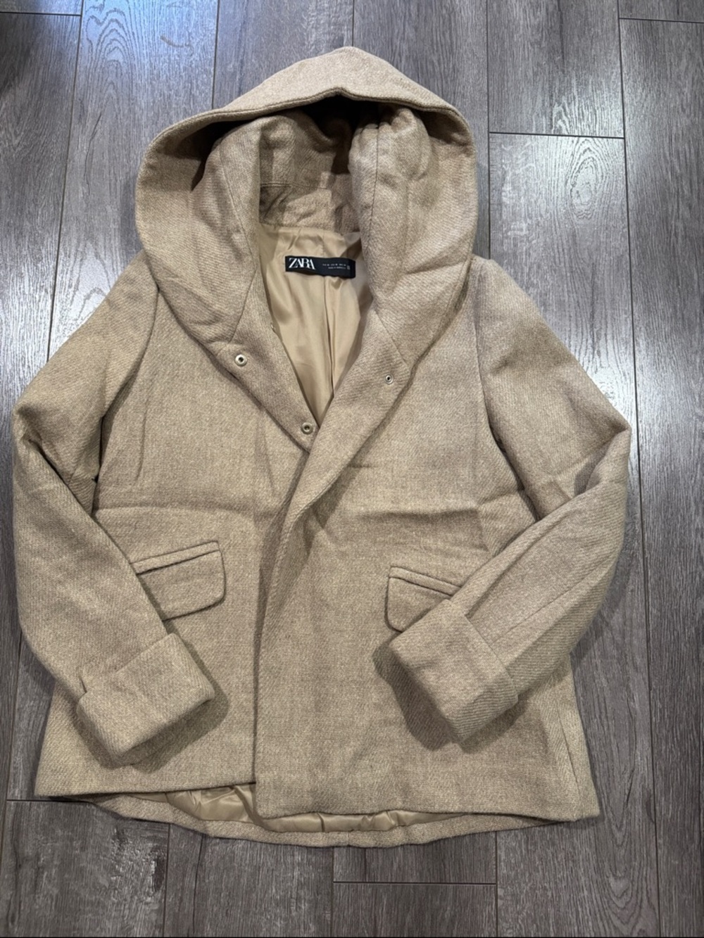 Zara tan hooded jacket XS